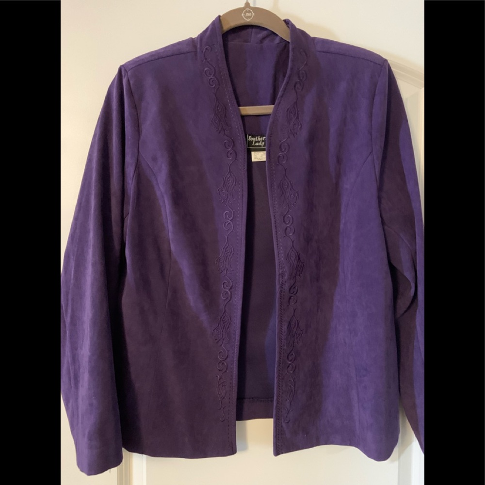 Southern Lady royal purple open front jacket